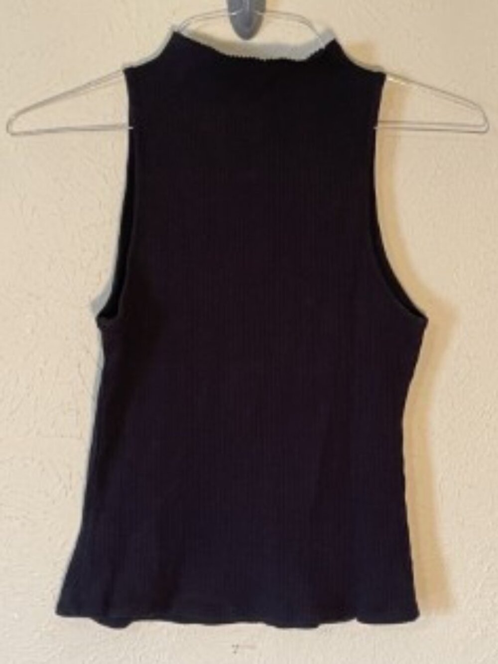 Maeve by Anthropologie Black Cotton Ribbed High Neck Tank, Size Medium